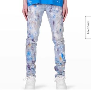 Purple Men's Knee-Rip Skinny Jeans